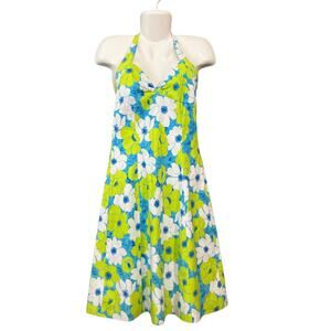 Key West Women's Floral Halter Dress Retro Inspired Summer 60s & 70s Style SZ 4